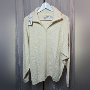 VINTAGE Deadstock London Fog Ivory Zip Up Cardigan XL